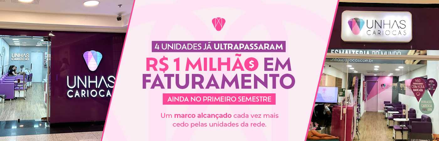 4 unidades da Unhas Cariocas já ultrapassaram R$ 1 milhão em faturamento no primeiro semestre de 2026